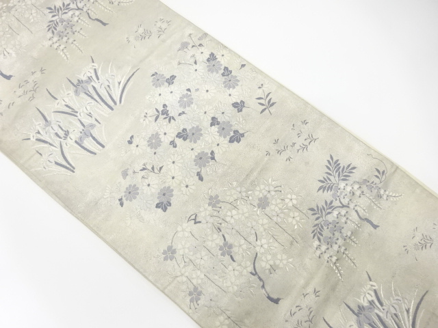 JAPANESE KIMONO / ANTIQUE FUKURO OBI / SILK / WOVEN WEEPING SAKURA